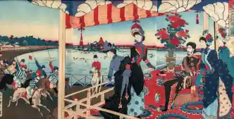 Meiji Period(1868–1912): Japan's Emperor Meiji sits on the right